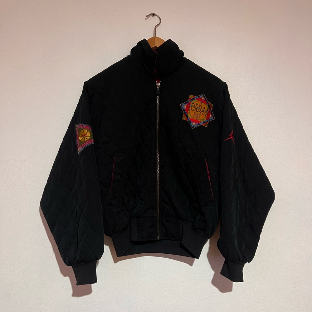 RARE 1991 Nike Air Jordan Achievement Patches Jacket Bomber Vintage Black VTG